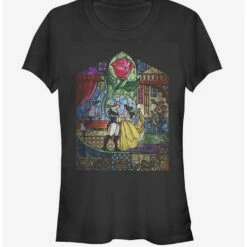 Budget ❤️ Disney Beauty And The Beast Stained Glass ✨ Girls T-Shirt 🥰