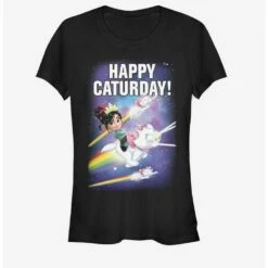Hot Sale ⭐ Disney Wreck-It Ralph Happy Caturday Stars Girls T-Shirt 😍
