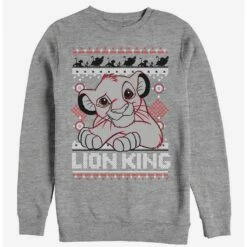 Promo ⭐  Disney Lion King Simba Ugly 👍  Christmas Sweater Print Sweatshirt ⌛