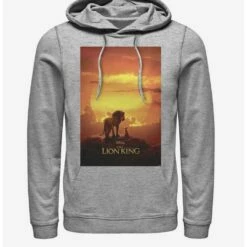 Cheapest 🥰 Disney The Lion King 2019 Pride Rock Poster Heathered Hoodie ⭐