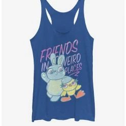 Flash Sale ✨ Disney Pixar Toy Story 4 Friends Sketch ✔️ Girls Heathered Royal Blue Tank Top 🌟