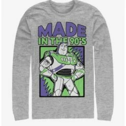 Best Pirce ⌛ Disney Pixar Toy Story 4 Nineties Buzz Heathered Long-Sleeve T-Shirt 🥰