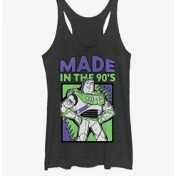 Outlet ✔️ Disney Pixar Toy Story 4 Nineties Buzz ⭐ Girls Heathered Black Tank Top ⭐