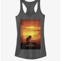 Outlet ⭐ Disney The Lion King 2019 Pride Rock Poster 🎁 Girls Charcoal Grey Tank Top 👏