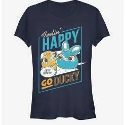 Discount 🔥 Disney Pixar Toy Story 4 Happy Go Ducky Girls Navy Blue T-Shirt 😀