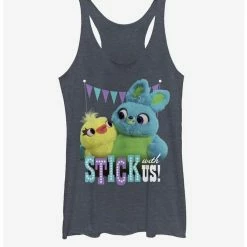 Hot Sale 💯 Disney Pixar Toy Story 4 Stick With Us Girls Heathered Navy Blue Tank Top ✨
