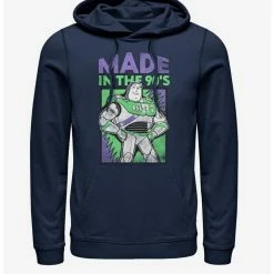 Coupon 🛒 Disney Pixar Toy Story 4 Nineties Buzz Navy Blue Hoodie 💯