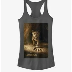 New ⌛ Disney The Lion King 2019 Simba Poster 😉 Girls Charcoal Grey Tank Top ⭐