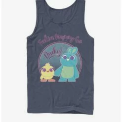 Deals 🛒 Disney Pixar Toy Story 4 Ducky Bunny Pastel Navy Blue Tank Top ✔️