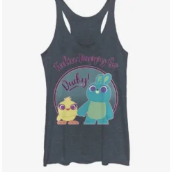 Discount ❤️ Disney Pixar Toy Story 4 Ducky Bunny Pastel 🤩 Girls Navy Blue Heathered Tank Top 🌟