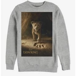 Cheap 👏 Disney The Lion King 2019 Simba Poster Heathered Sweatshirt 😉