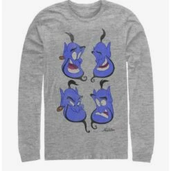 Promo 👏 Disney Aladdin Genie Faces Long-Sleeve T-Shirt 🤩