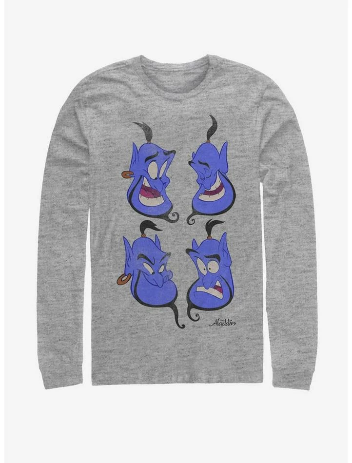 Promo 👏 Disney Aladdin Genie Faces Long-Sleeve T-Shirt 🤩 1 Promo 👏 Disney Aladdin Genie Faces Long-Sleeve T-Shirt 🤩
