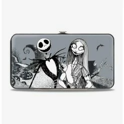 Coupon ⌛ The Nightmare Before Christmas Jack & Sally Greyscale Hinged Wallet 🔔