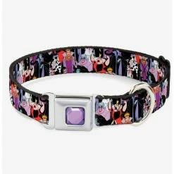 Hot Sale ⌛ Disney 5 Disney Villains Stacked 🔔 Dog Collar Seatbelt Buckle ✨
