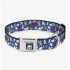 Best Sale ⌛ Disney Donald Duck Face Poses Scattered Blue White Red Yellow Seatbelt Buckle Dog Collar 🤩