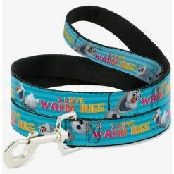 Wholesale 🤩 Disney Frozen Olaf Pose I Love Warm Hugs Stripe Blues Dog Leash 6 Ft 🧨