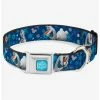 Cheap ✨ Disney Frozen Olaf Poses Snowflakes Blues Seatbelt Buckle Dog Collar 🔥
