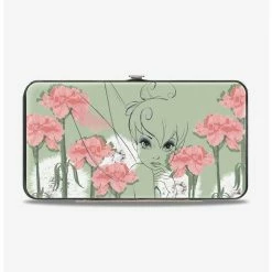 New ✔️ Disney Tinker Bell Tink Sketch Carnations Dandelions Hinged Wallet ⌛