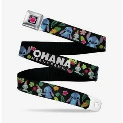 Best Sale ✨ Disney Lilo & Stitch Ohana Means Family Scrump Poses Tropical Flora Seatbelt Belt ✨