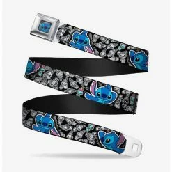 Discount 🔔 Disney Lilo & Stitch Poses Mini Scrump Scattered Seatbelt Belt 🧨