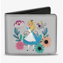 Wholesale π Disney Alice In Wonderland Alice and Chelshire Cat Flowers Bi-Fold Wallet βοΈ