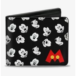 Best Pirce 🎉 Disney Mickey Mouse Expressions Button Logo Bi-Fold Wallet ⭐