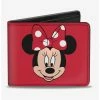 Budget ⌛ Disney Minnie Mouse Face Script Polka Dots Bi-Fold Wallet ⭐