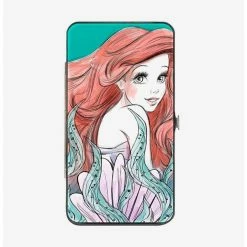 Flash Sale 😍 Disney The Little Mermaid Ariel Over Shoulder Flounder Sketch Poses Hinged Wallet ✨