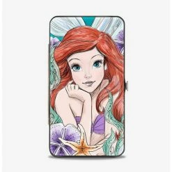 New ๐ Disney The Little Mermaid Ariel Sketch Pose King Tritons Castle Shells Hinged Wallet ๐
