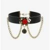 Cheap ❤️ Alice In Wonderland Rose Close Chain Faux Leather Choker ⌛