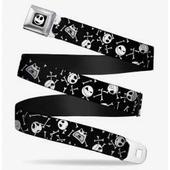 Flash Sale 🎉 Buckle-Down The Nightmare Before ⭐ Christmas Jack Expressions And Bones Seatbelt Belt ✔️