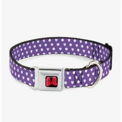 New 😀 Disney Minnie Mouse Bow Ears Monogram Dots 🥰 Dog Collar Seatbelt Buckle ⭐