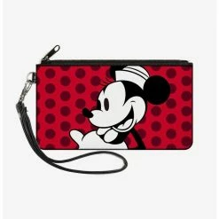 Budget ⭐ Disney Vintage Minnie Mouse Smiling Pose Close Up Dots Wallet Canvas Zip Clutch ✔️