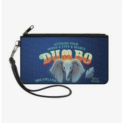 Cheap ✔️ Disney Dumbo Face Feather Astound Your Mind Eyes Hearts Circus Sign Wallet Canvas Zip Clutch ⌛