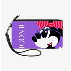 Outlet ⭐ Disney Iconic Hollywood Minnie Mouse Over Shoulder Pose Wallet Canvas Zip Clutch 🥰