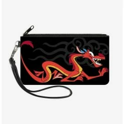 Hot Sale ⭐ Disney Mulan Mushu Dragon Pose Fire Icon Wallet Canvas Zip Clutch 👍