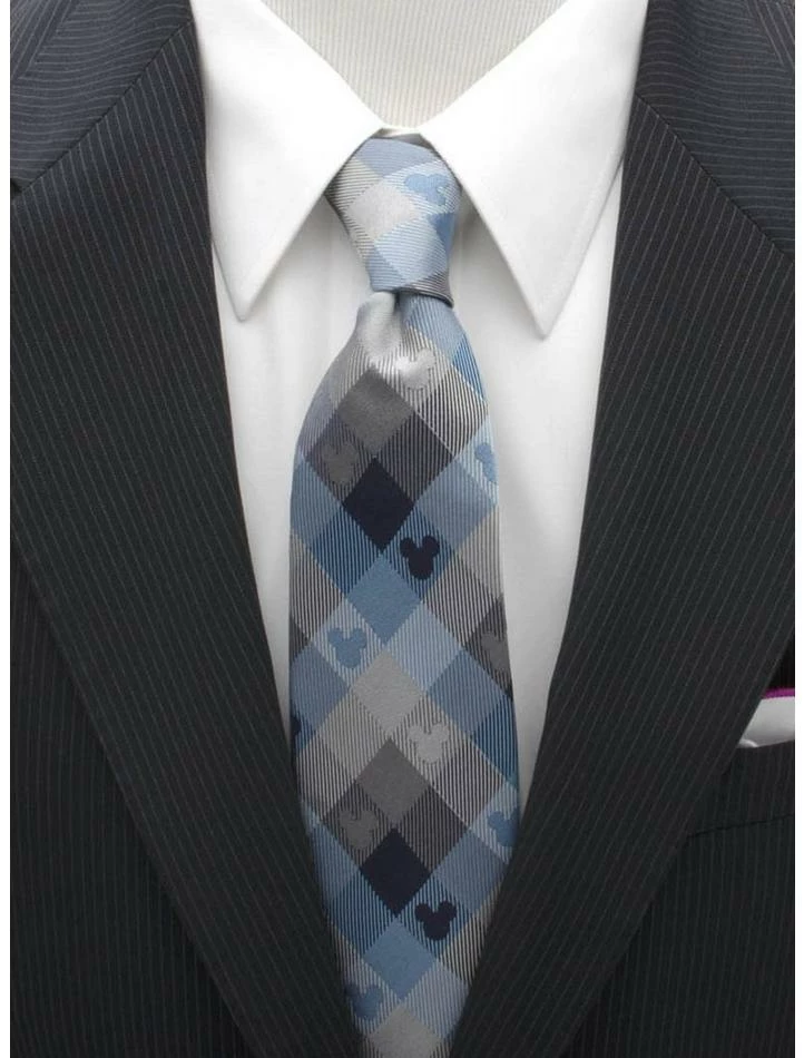 Wholesale π Disney Mickey Mouse Blue Plaid Mens Tie π 3 Wholesale π Disney Mickey Mouse Blue Plaid Mens Tie π - Image 3