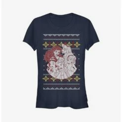 Coupon 🌟 Disney Princesses Group ❄ Christmas Print 🎁 Girls T-Shirt ✨