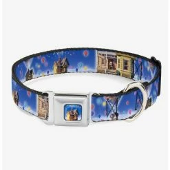 Outlet 👍 Disney Pixar Up Carl on Porch Flying House Balloons 🛒 Dog Collar Seatbelt Buckle ❤️