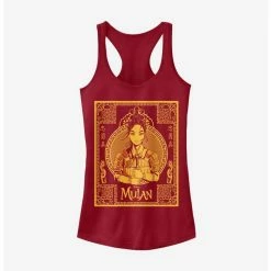 New 🤩 Disney Mulan Live Action Golden Outline Poster ⭐ Girls Tank ✔️