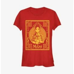 Hot Sale ⭐ Disney Mulan Live Action Golden Outline Poster Girls T-Shirt 🔔