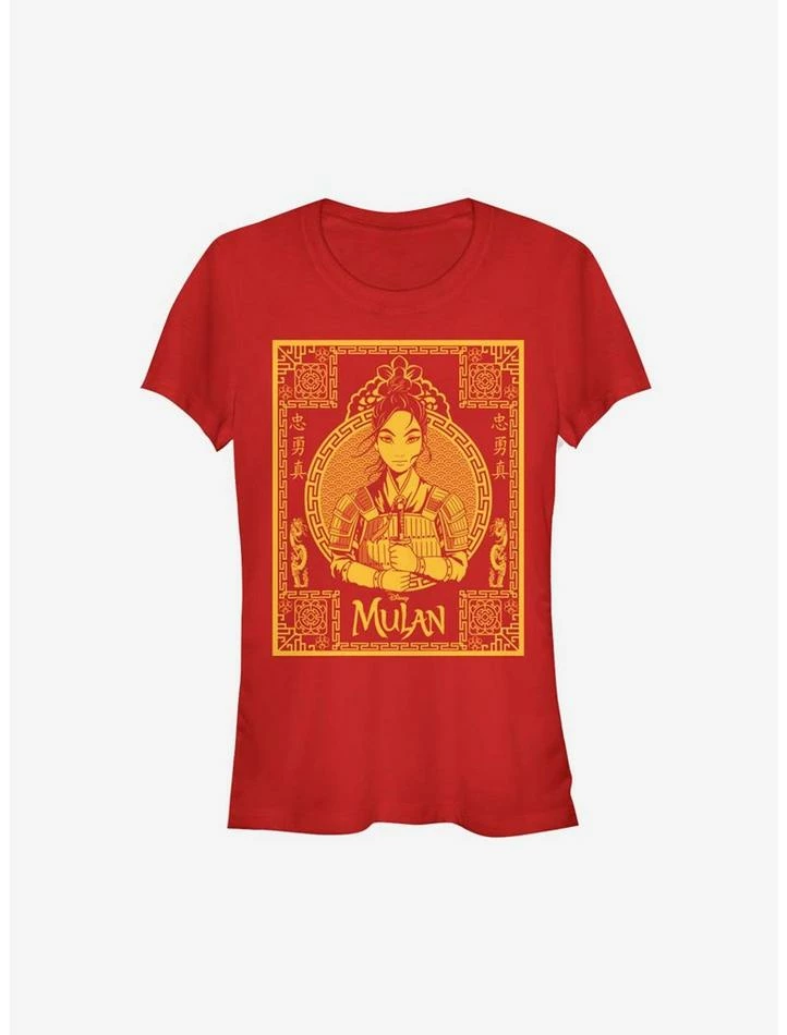 Hot Sale ⭐ Disney Mulan Live Action Golden Outline Poster Girls T-Shirt 🔔 1 Hot Sale ⭐ Disney Mulan Live Action Golden Outline Poster Girls T-Shirt 🔔