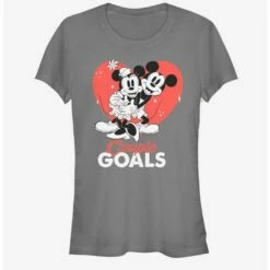 Best Sale 😀 Disney Mickey Mouse And Minnie Mouse Couple Goals Valentine Girls T-Shirt 😀