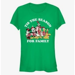 Flash Sale ✨ Disney Mickey Mouse Crew Tis The Season For Family Classic Girls T-Shirt ⭐