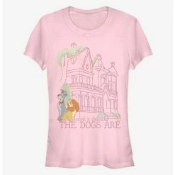 Best Pirce 🔔 Disney Lady And The Tramp Stitch Home Is Where The Dogs Are Classic Girls T-Shirt 🧨