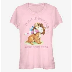 Flash Sale ⭐ Disney Lady And The Tramp Home Is Where The Dogs Are Classic Girls T-Shirt 🎉