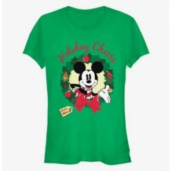 Buy ✨ Disney Mickey Mouse Holiday Cheers Wreath Classic 💯  Girls T-Shirt ❤️