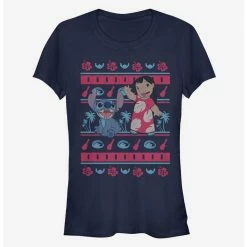 Best Pirce ✨ Disney Lilo & Stitch Christmas Hawaiian Pattern 😍 Girls T-Shirt ✨