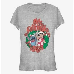 Coupon ✨ Disney Lilo & Stitch Christmas Wreath Girls T-Shirt ⭐